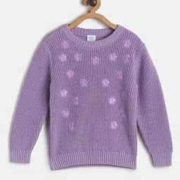 MINIKLUB Kids Lavender Embroidered Full Sleeves Sweater-picture-33