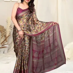 MIRCHI FASHION Beige & Maroon Floral Print Saree With Unstitched Blouse Piece-picture-27