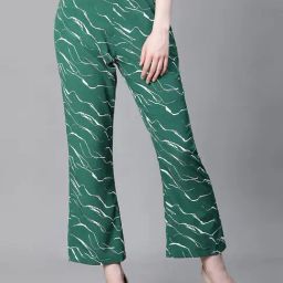 Oxolloxo Green & White Printed Mid Rise Pants-image-72