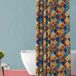 ArtzFolio Brown & Blue Printed Waterproof Shower Curtain-image-82