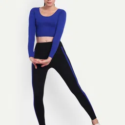So What Square Neck Long Sleeves High-Rise Crop Top And Tights-image-23