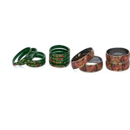SOMIL Set Of 12 Green Alloy Artificial Stones & Beads Bangles-picture-25