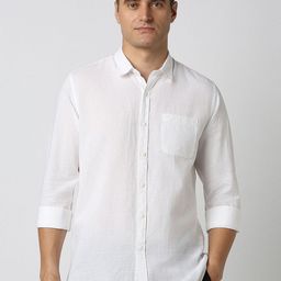 Peter England Casuals Textured Cotton Linen Casual Shirt-image-22