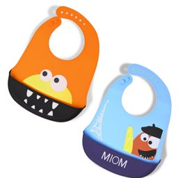 THE LITTLE LOOKERS Waterproof Silicone Feeding Bib With Adjustable Strap Pack Of 2 - Multicolour-picture-14