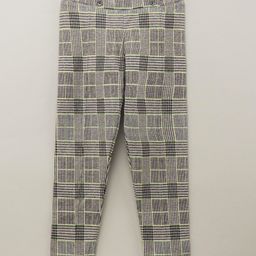 Vitamins Full Length  Check Trousers- Black White-image-97