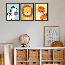 999Store Modern Art Kids Painting For Wall Decor - Zebra Lion Tiger Face-image-85