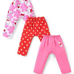 babyhug disney Babyhug Cotton Knit Full Length Diaper Leggings with Floral & Polka Dots Print  Pack of 3-Multicolour-picture-44