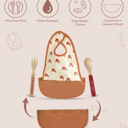 Mi Arcus Pouchron Bib & Cutlery Set Brown Pack of 3-picture-22