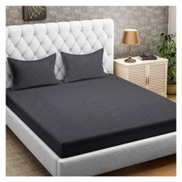 RRC Super Soft Brushed Microfiber Cotton Double Bed sheet With 2 Pillow Cover Dark Grey-picture-9