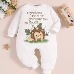 KNITROOT Maasi Theme Cotton Full Sleeves If You Think IM Cute You Should See My Maasi Text Printed Romper - White-picture-18