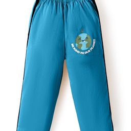 Tango Single Jersey Knit Full LengthTrack Pant with Planet Earth Print & Tape Detailing -Blue-image-57