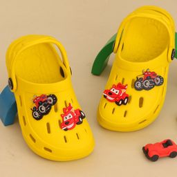 Yellow Bee Cars Applique Detailed Perforated Slingback Clogs -Yellow-picture-17