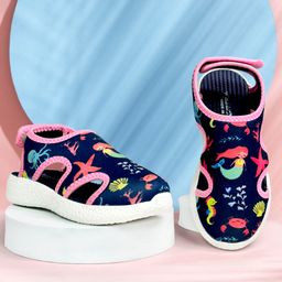 KazarMax Mermaid& Sea Horse Designed Velcro Closure Sandals - Navy Blue-image-94