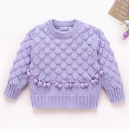 Mark & Mia Viscose Full Sleeves Pullover Sweater with Bobble Design - Purple-picture-45