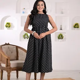 KASHISHIYA Polka Dots Printed Empire Round Neck Dresses-image-47