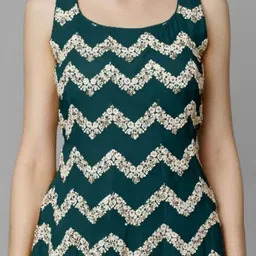 PARROT CREATION Women Embroidered Regular Sequinned Kurti with Sharara & With Dupatta image 3