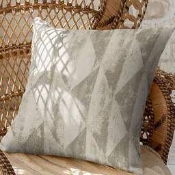 CASABLEU Grey & White 2 Pieces Geometric Square Cushion Covers-image-36