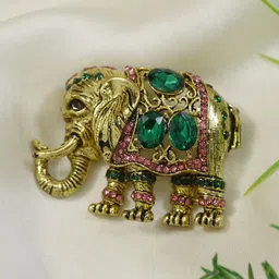 ADORN Unisex Artificial Stones Studded Elegant Elephant Statement Brooch-picture-48