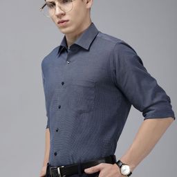 Van Heusen Pure Cotton Self Design Textured Custom Formal Shirt-image-48
