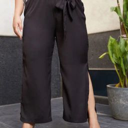 CURVE BY KASSUALLY Black Regular Fit Mid Rise Pants-image-19
