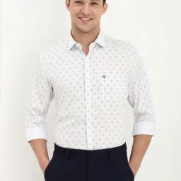 Allen Solly White Cotton Slim Fit Printed Shirt-image-94