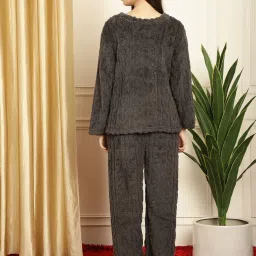 TAG 7 Dark Grey Self Design Woolen Pullover With Pyjamas image 2
