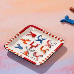 Sunburst Hand Painted Ceramic Square Platter-1