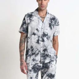 Showoff Grey Cotton Relaxed Fit Tie-dye Co-Ord Set-image-110
