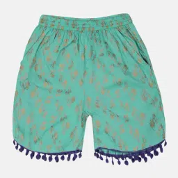 Kiddopanti Kids Light Green Printed Shorts-image-98