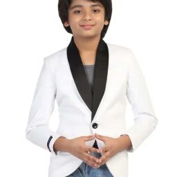 TAHVO Kids White Slim Fit Full Sleeves Blazer-15
