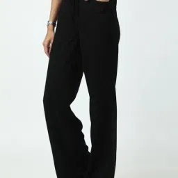 Saltpetre Classic Linen Wide Leg Black Trousers-image-7