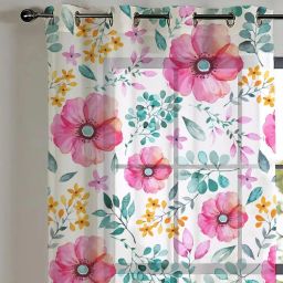SPACES DRAPE STORY Elegent Floral Pink Polyester 5 ft Window Curtains - Set of 2 image 2