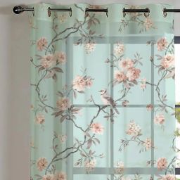 SPACES DRAPE STORY Elegent Floral Light Blue Polyester 5 ft Window Curtains - Set of 2 image 2