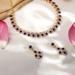 Atasi International Gold-Plated Crystal-Studded Jewellery Set-image-27