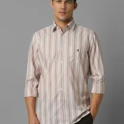 Louis Philippe Beige Cotton Slim Fit Striped Shirt-picture-39
