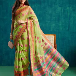 RACHNA Checked Ready to Wear Dharmavaram Saree-image-4