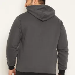 Bigbanana Men Plus Size Dark Grey Solid Regular Fit Sweatshirt image 2