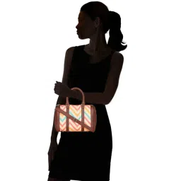 ZOUK Beige Printed Medium Handbag image 2