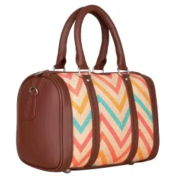 ZOUK Beige Printed Medium Handbag image 5
