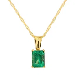 GenZcomplex Unisex Gold-Plated 6.00 Carat Panna Studded Square Shaped Pendant-19