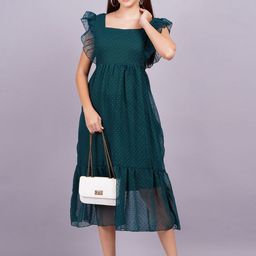 OH MI DIOS Polka Dot Print Georgette Empire Midi Dress-image-89