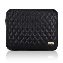 SCHARF Black Faux Leather Quilted Laptop Sleeve - 15.5 inches-22