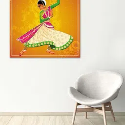 999store Multicolor Woman Performing Kathak Classical Dance Canvas Painting-44
