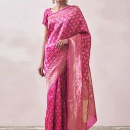 Mohey Pink Woven Saree With Unstitched Blouse-36