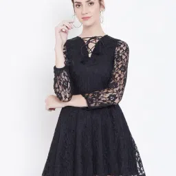 DODO & MOA Black Lace Pattern Skater Dress-picture-39