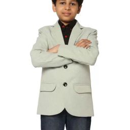 TAHVO Kids Green Slim Fit Full Sleeves Blazer-picture-12