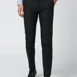 Van Heusen BlackSlim Fit Checks Flat Front Trousers-image-17