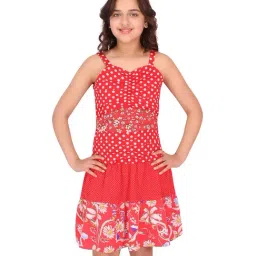 Cutecumber Kids Red Floral Print Dress-image-5