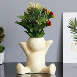 eCraftIndia Happy Man Pose Ceramic Garden Planter-image-99
