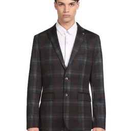 Arrow Brown Cotton Regular Fit Checks Blazers-image-74
